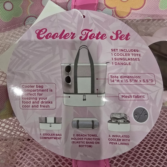 Tommy Bahama Kids Pink Mesh Tote With Insulated Base. - Picture 2 of 4